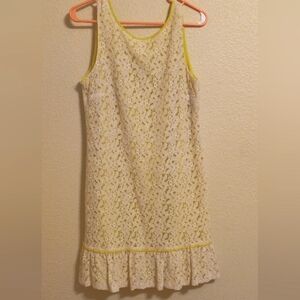 Ann Taylor Loft White Lace, Lime Green Lined Dress, Size 10